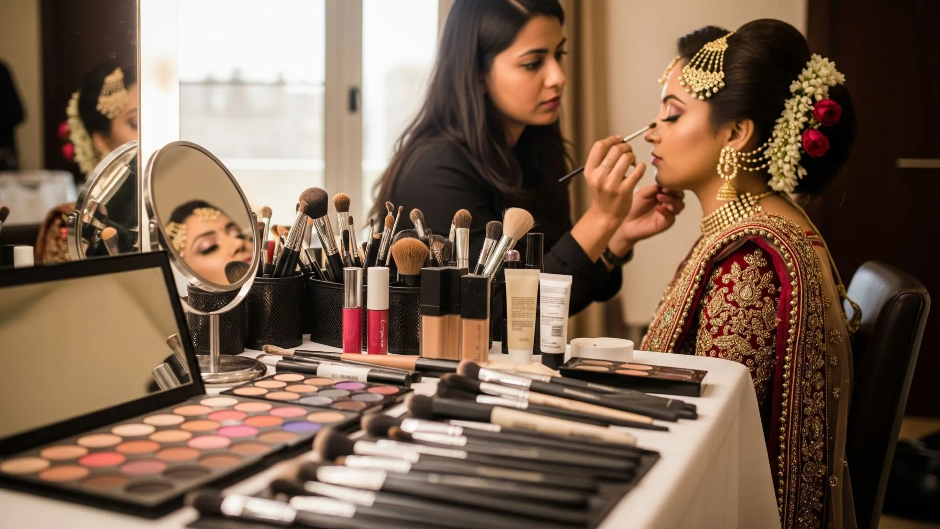 Stunning bridal look by Ridhvi Makeovers with flawless makeup and intricate hairstyling